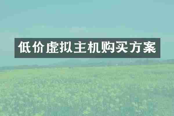 低价虚拟主机购买方案