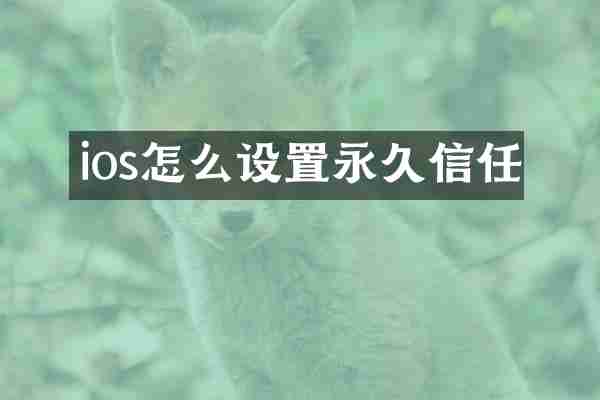 ios怎么设置永久信任