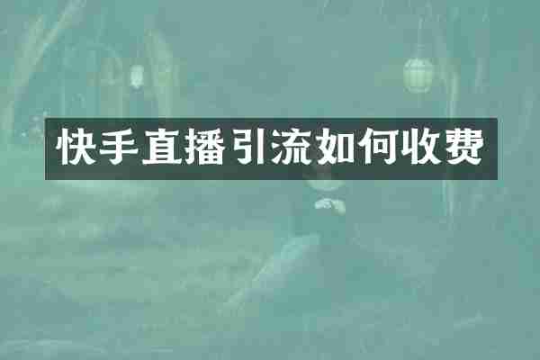 快手直播引流如何收费