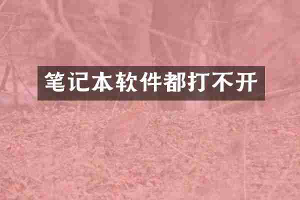 笔记本软件都打不开