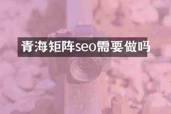 青海矩阵seo需要做吗