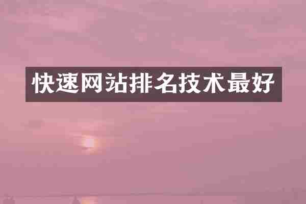 快速网站排名技术最好