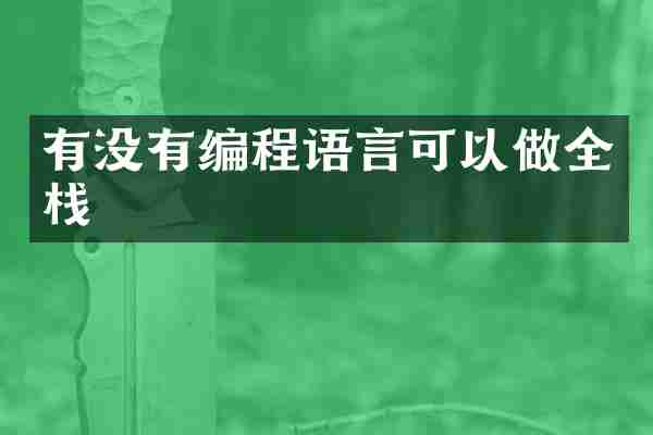 有没有编程语言可以做全栈