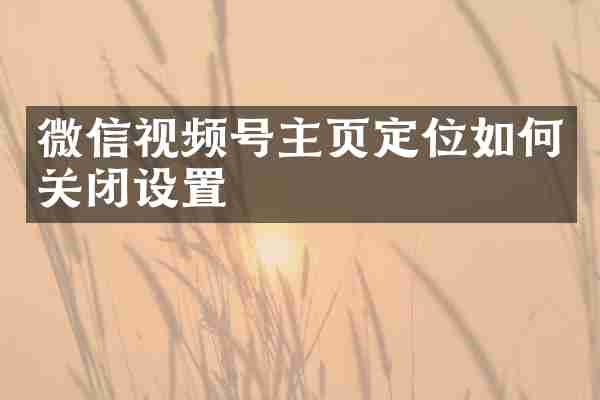微信视频号主页定位如何关闭设置
