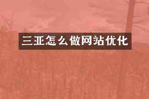 三亚怎么做网站优化