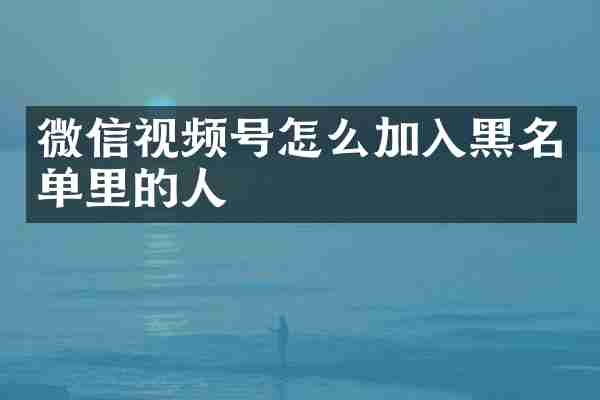 微信视频号怎么加入黑名单里的人
