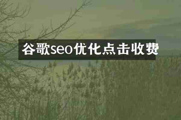 谷歌seo优化点击收费
