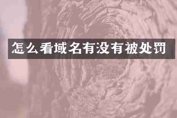 怎么看域名有没有被处罚
