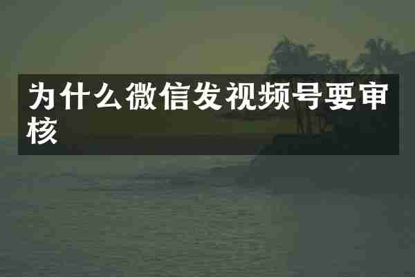 为什么微信发视频号要审核