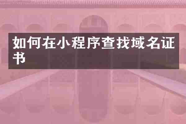 如何在小程序查找域名证书