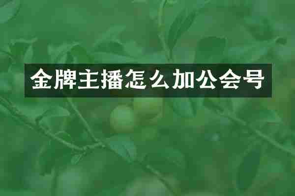 金牌主播怎么加公会号
