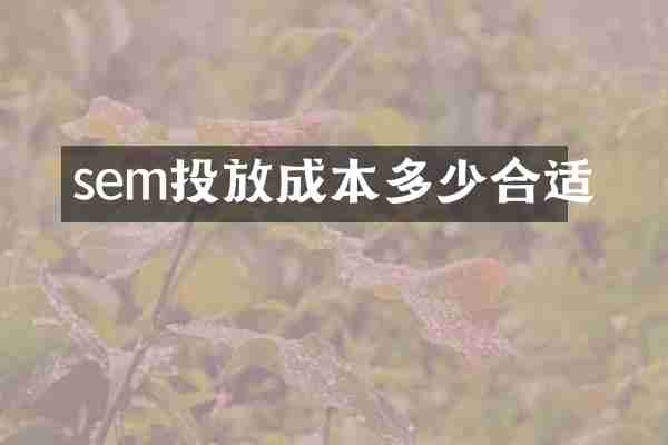 sem投放成本多少合适
