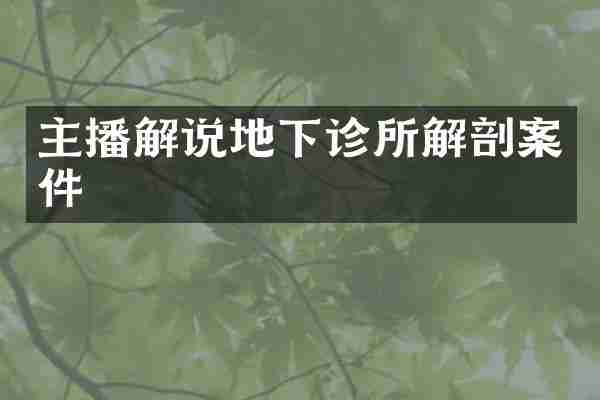 主播解说地下诊所解剖案件