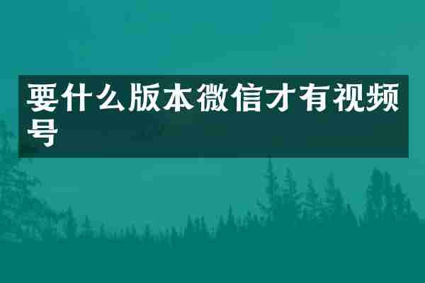 要什么版本微信才有视频号