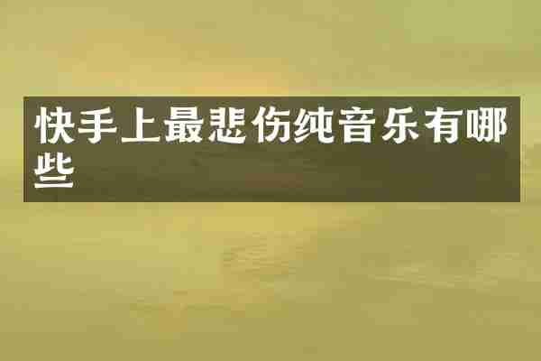 快手上最悲伤纯音乐有哪些