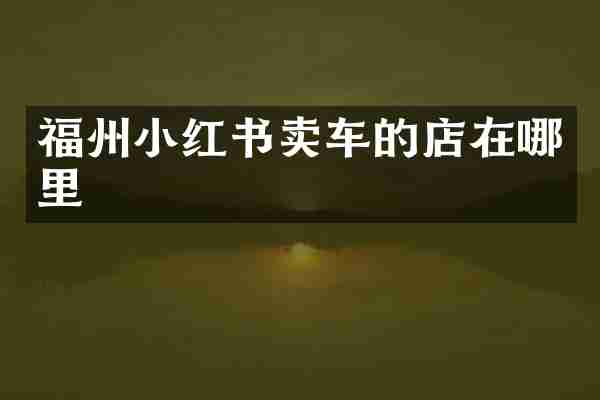福州小红书卖车的店在哪里