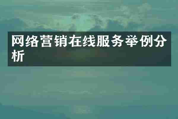 网络营销在线服务举例分析
