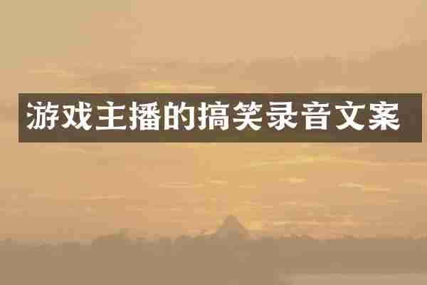 游戏主播的搞笑录音文案