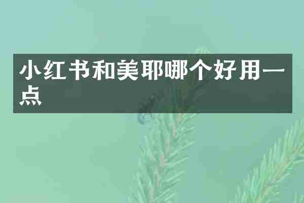 小红书和美耶哪个好用一点