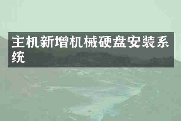 主机新增机械硬盘安装系统