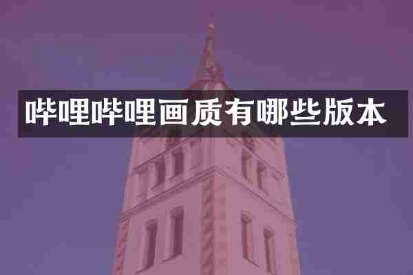 哔哩哔哩画质有哪些版本