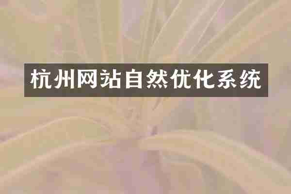 杭州网站自然优化系统