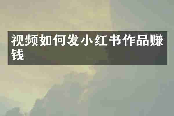 视频如何发小红书作品赚钱