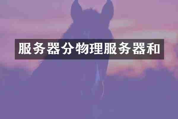 服务器分物理服务器和