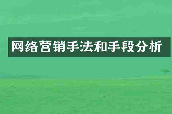网络营销手法和手段分析