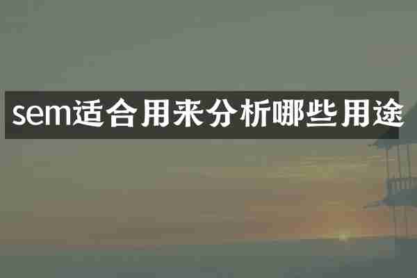 sem适合用来分析哪些用途
