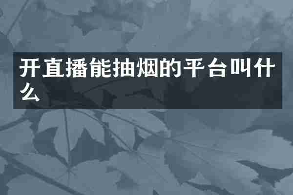 开直播能抽烟的平台叫什么