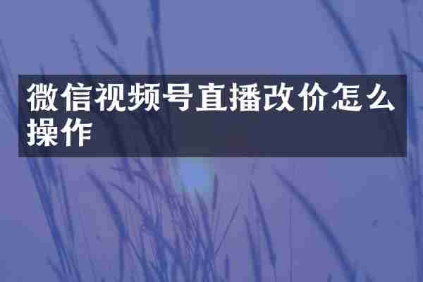 微信视频号直播改价怎么操作