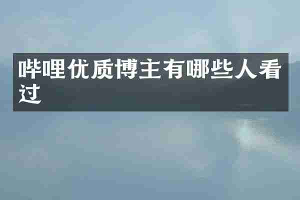 哔哩优质博主有哪些人看过
