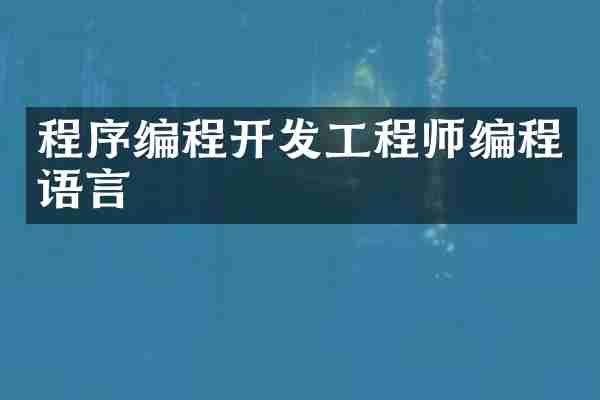 程序编程开发工程师编程语言