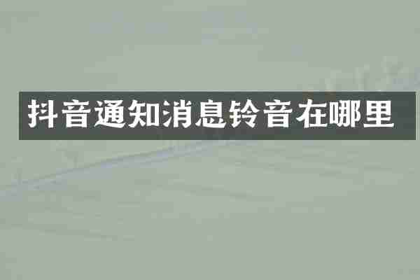抖音通知消息铃音在哪里