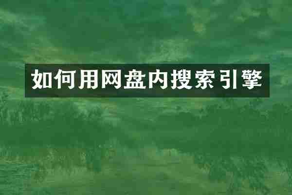 如何用网盘内搜索引擎