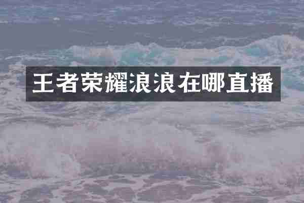 王者荣耀浪浪在哪直播