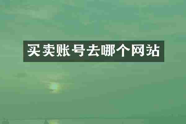 买卖账号去哪个网站