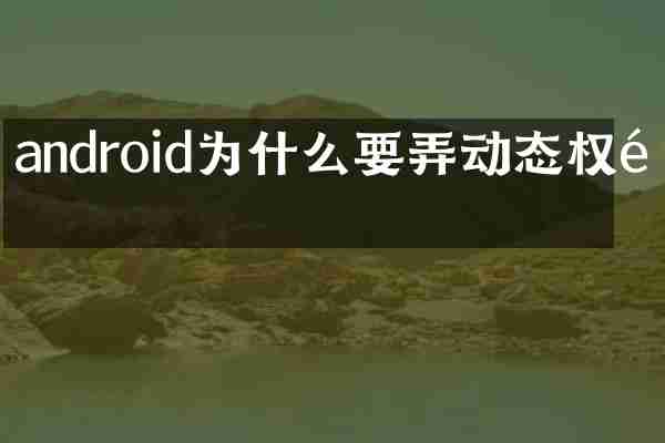 android为什么要弄动态权限