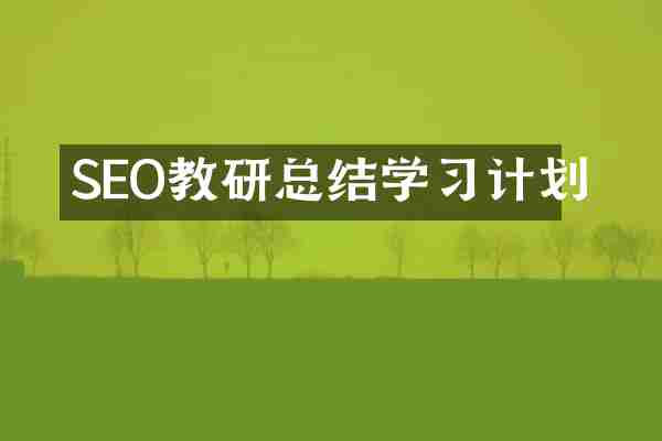 SEO教研总结学习计划