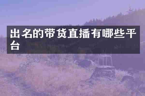 出名的带货直播有哪些平台
