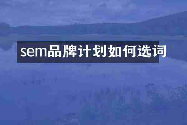 sem品牌计划如何选词