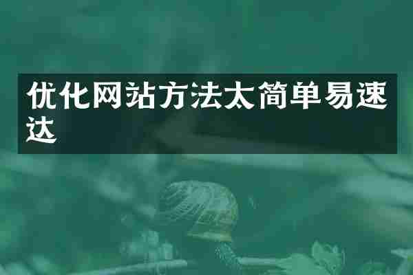 优化网站方法太简单易速达