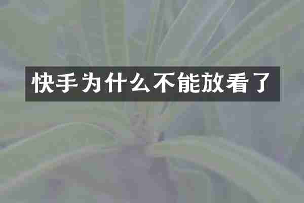 快手为什么不能放看了