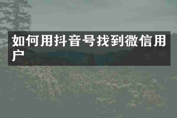 如何用抖音号找到微信用户