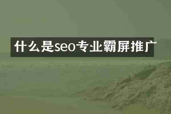 什么是seo专业霸屏推广