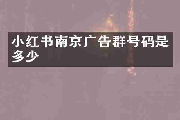 小红书南京广告群号码是多少