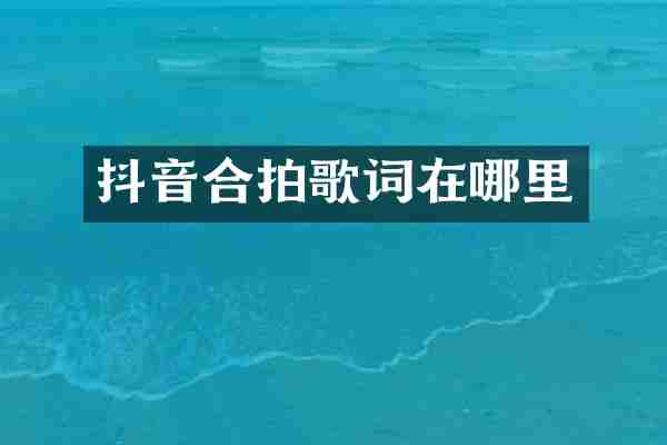 抖音合拍歌词在哪里