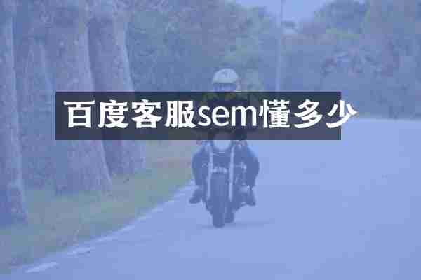 百度客服sem懂多少