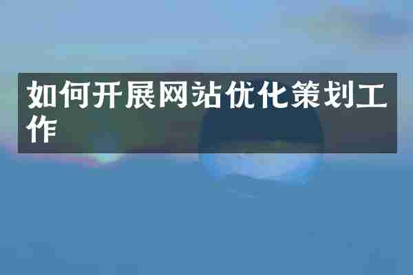 如何开展网站优化策划工作